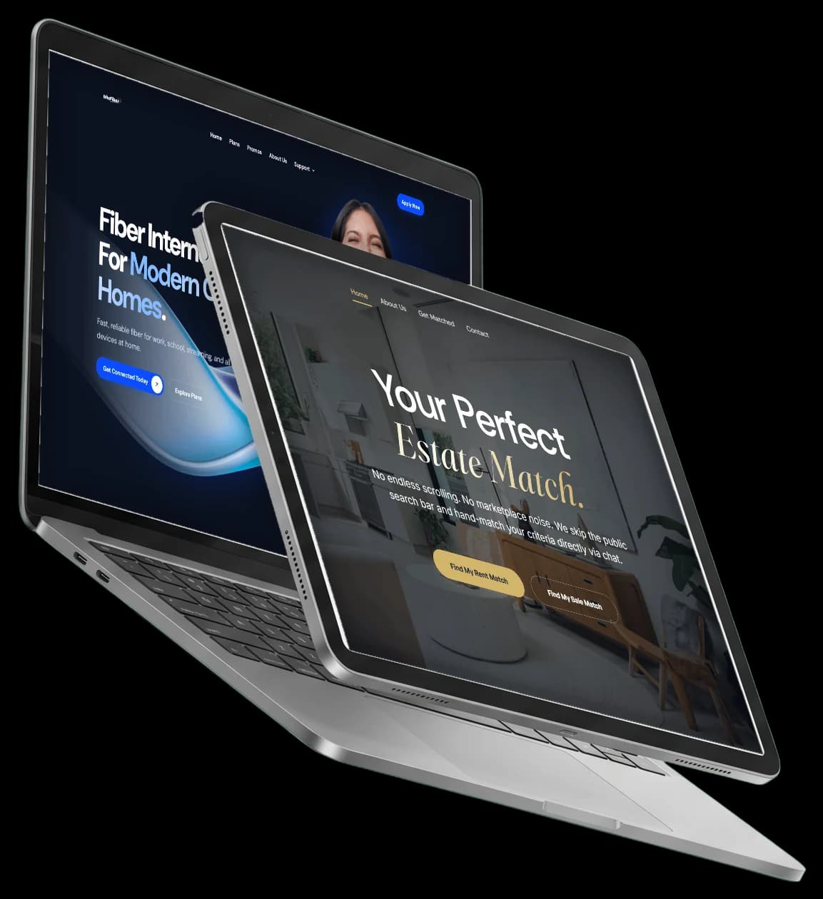 Bits Fiber on a laptop and Wisestate on a tablet
