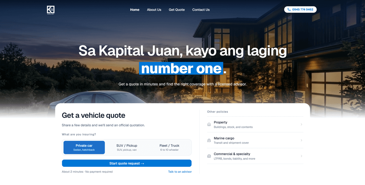 Kapital Juan Insurance — live site
